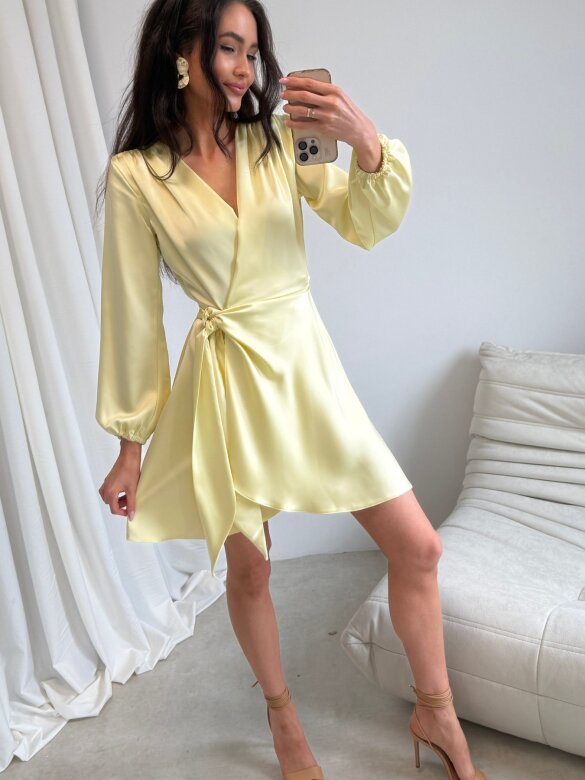 Dress Amalfi Glow satin butter yellow 