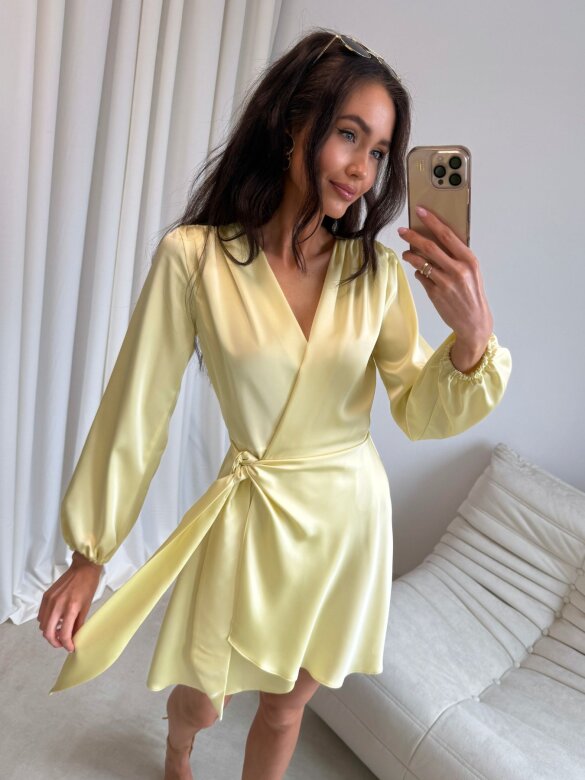 Dress Amalfi Glow satin butter yellow 