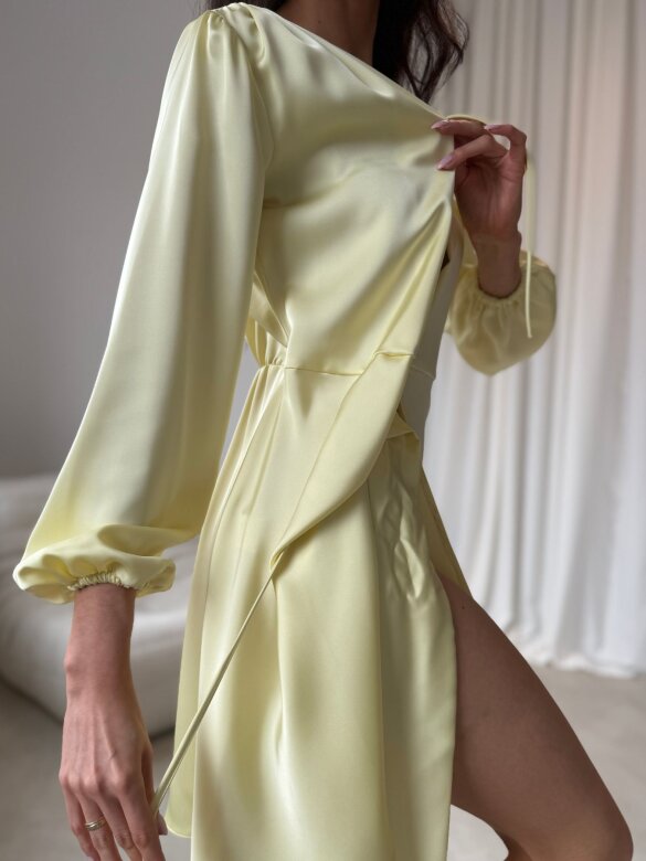 Dress Amalfi Glow satin butter yellow 
