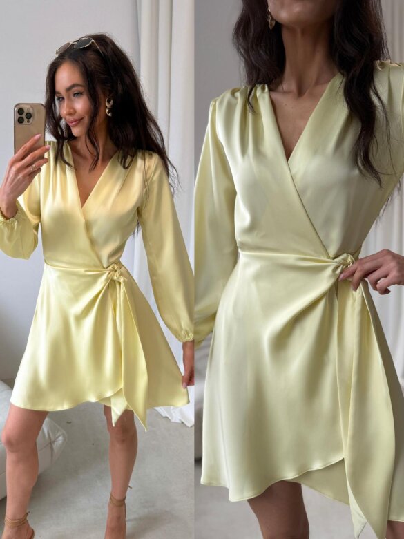 Dress Amalfi Glow satin butter yellow 