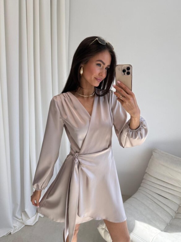 Dress Amalfi Glow satin beige