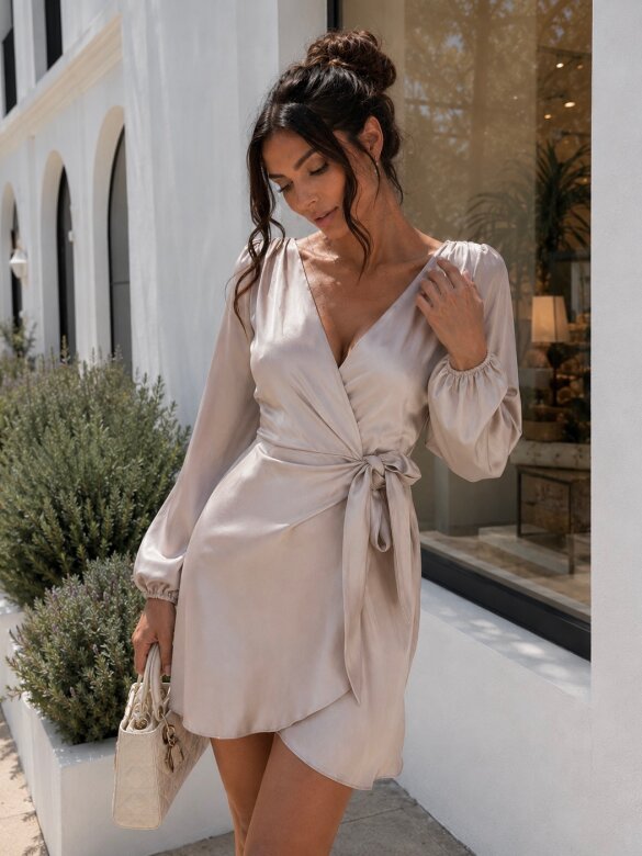 Dress Amalfi Glow satin beige