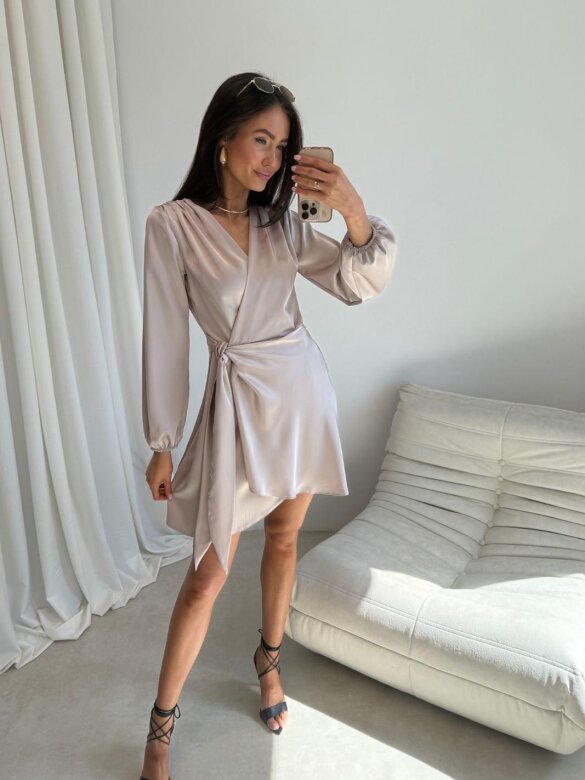 Dress Amalfi Glow satin beige