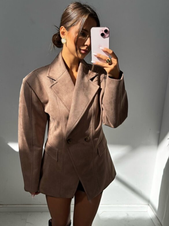 Marynarka Arliss taliowana brązowa