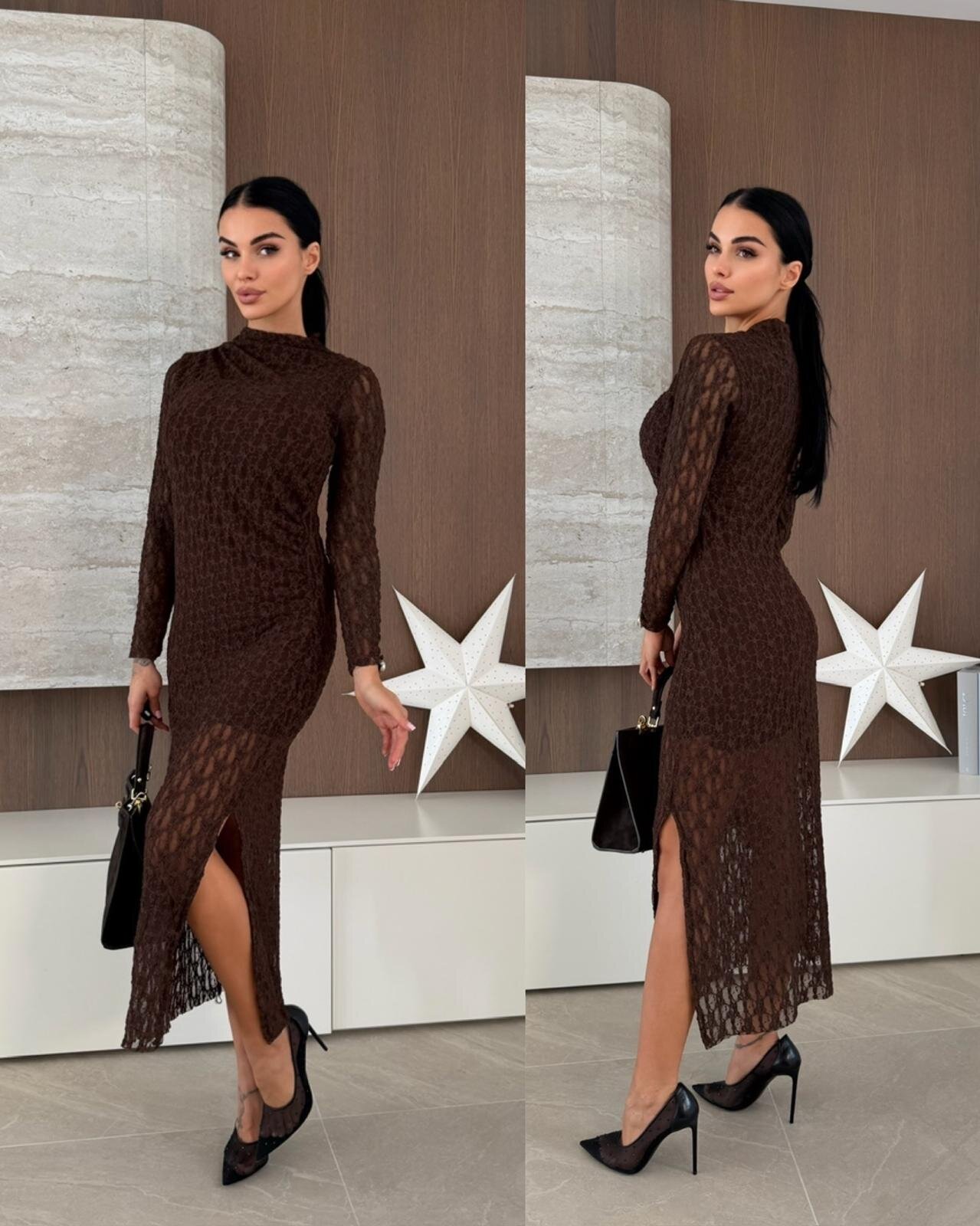 Sukienka Veliona koronkowa czekoladowa 