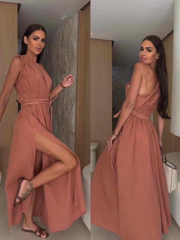 Sukienka Michelle maxi ceglasta 