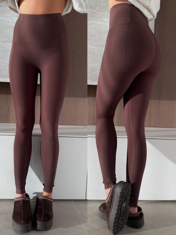 Legginsy Belluno prążkowane czekoladowe 