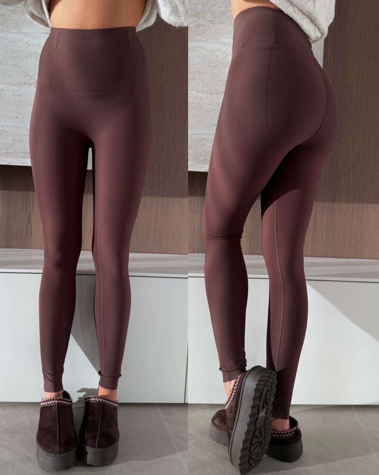 Legginsy Belluno prążkowane czekoladowe 