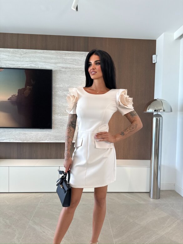 Sukienka Venessa z różami beżowa