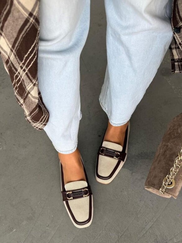 Mokasyny Nino beżowo-czekoladowe 