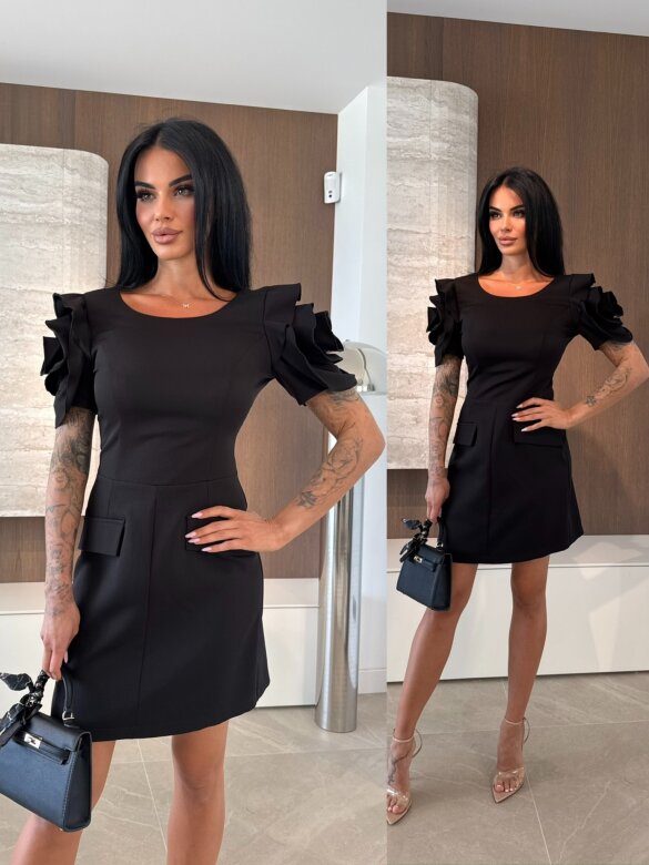 Sukienka Venessa z różami czarna 