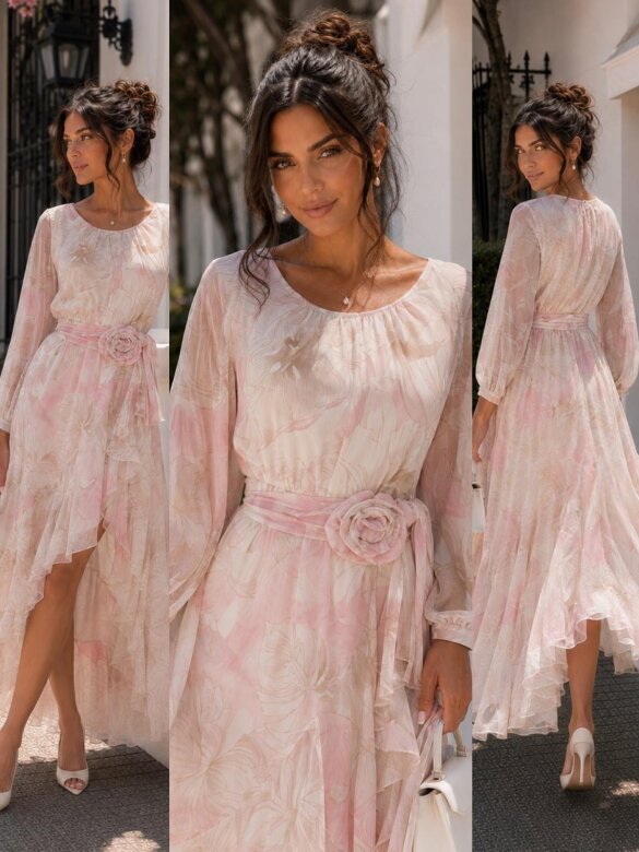 Sukienka Dream Allure ecru-pudrowa
