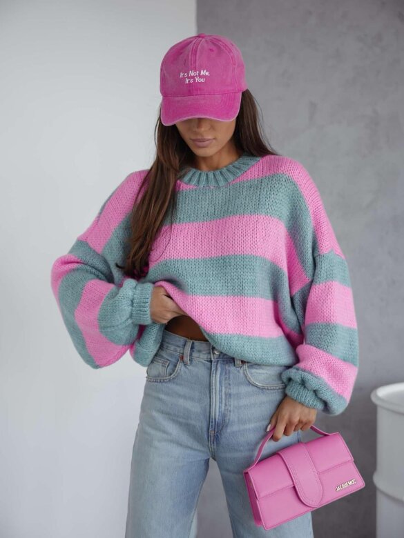 Sweter Arline turkusowo-różowy