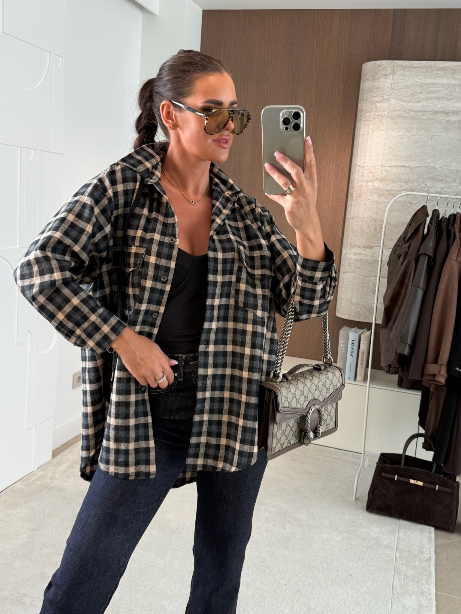 Koszula Miram w kratę czarno-granatowa