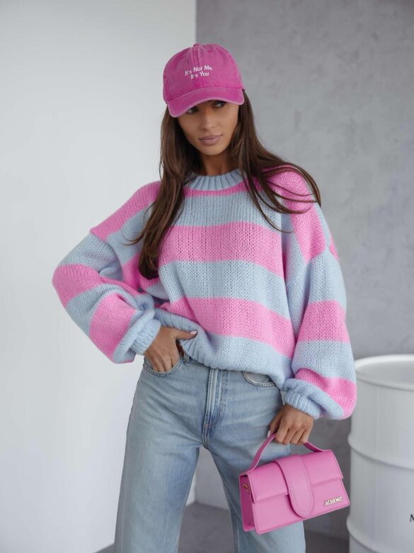 Sweter Arline błękitno-różowy 