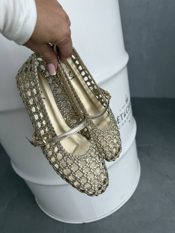 Baleriny Alensi złote 