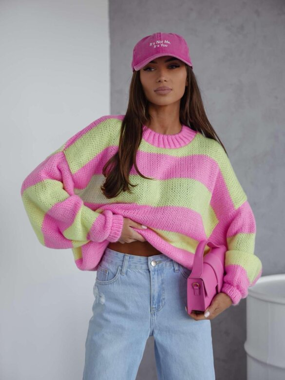 Sweter Arline różowo-żółty