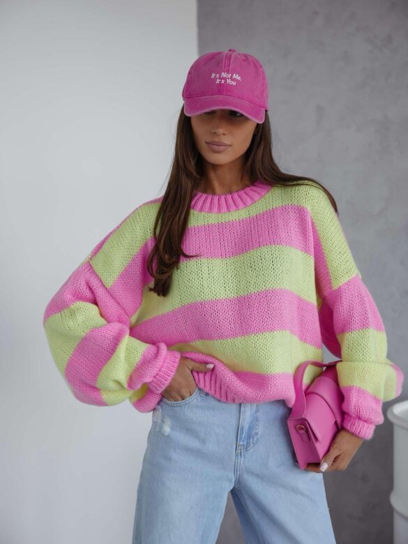 Sweter Arline różowo-żółty
