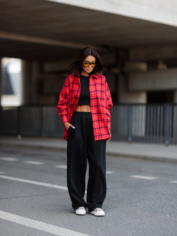Shirt Easy Wear checked red-black