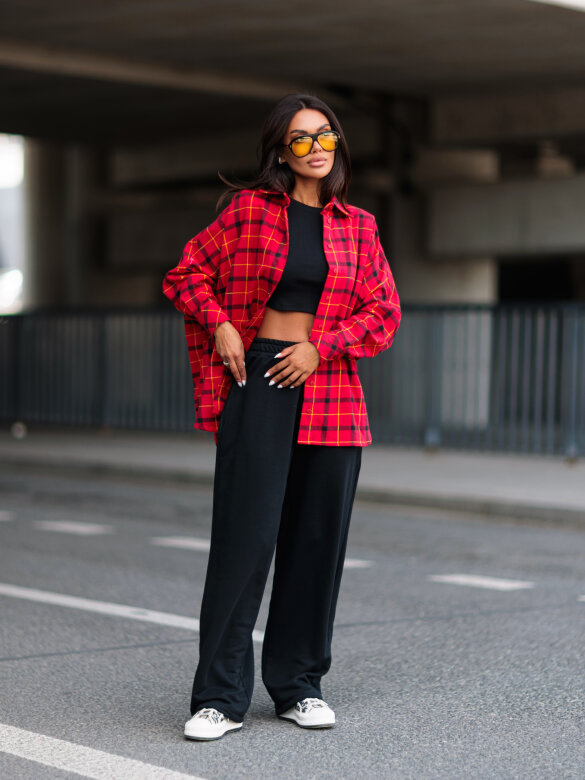 Shirt Easy Wear checked red-black