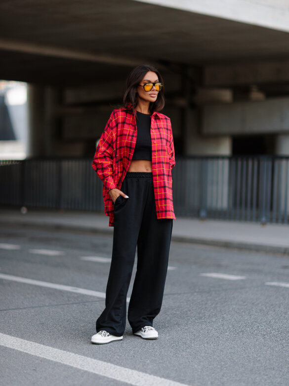 Shirt Easy Wear checked red-black
