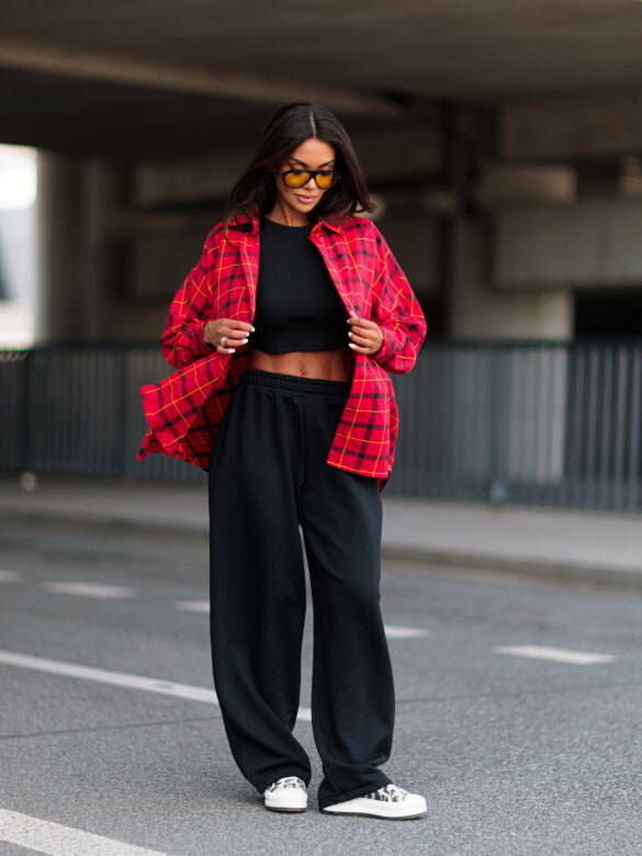 Shirt Easy Wear checked red-black