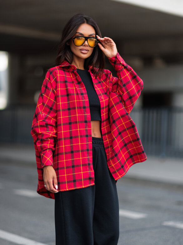 Shirt Easy Wear checked red-black
