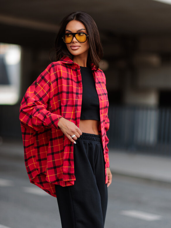 Shirt Easy Wear checked red-black