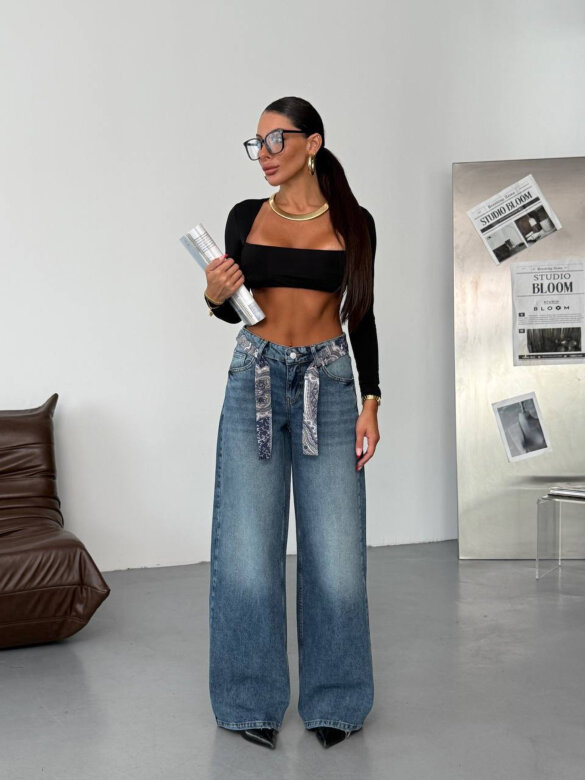 Spodnie Cermen jeans niebieskie