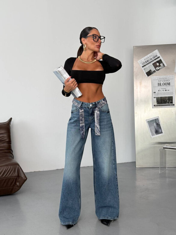 Spodnie Cermen jeans niebieskie