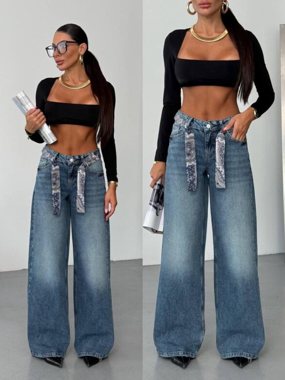 Spodnie Cermen jeans niebieskie