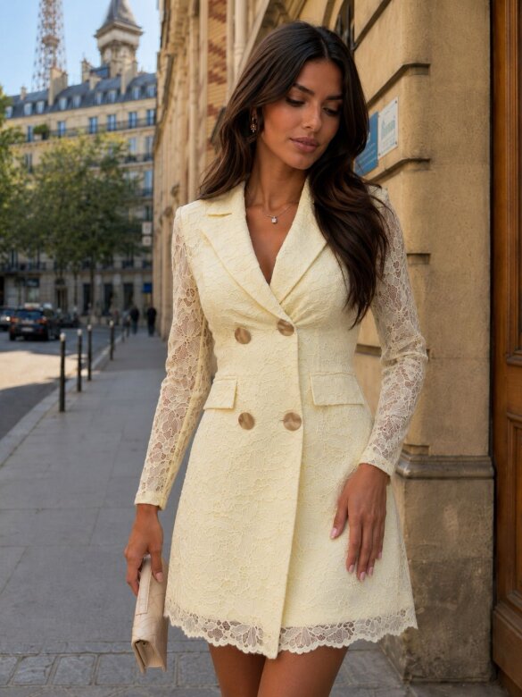 Dress Milan Muse with viscose butter yellow 