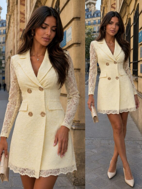 Dress Milan Muse with viscose butter yellow 