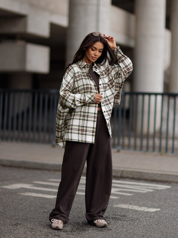 Shirt Easy Wear checked white-yellow