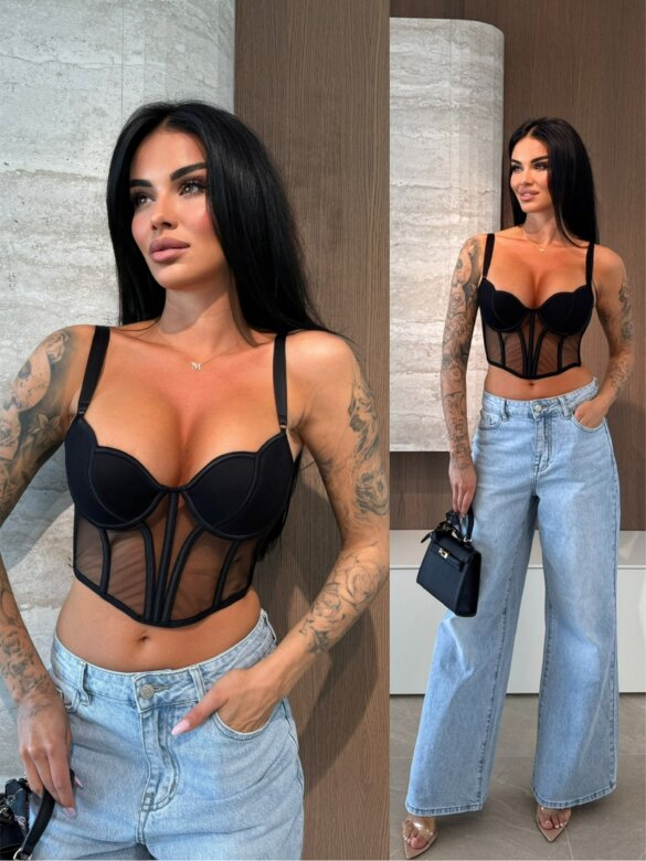 Gorset Arlavia z siateczką czarny